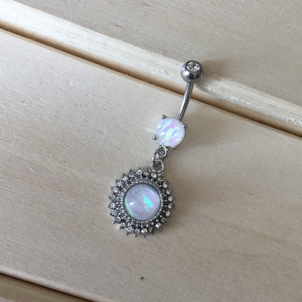CZ Opalite Belly Button Ring