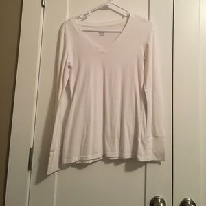 Long sleeve white V-neck tee