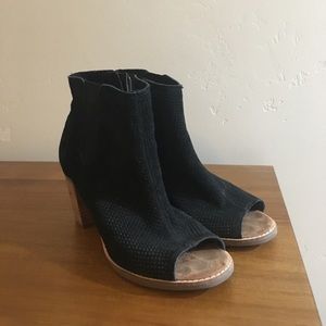 Black Toms Open Toe Booties - Worn Twice!