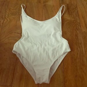 White backless one piece swim suit