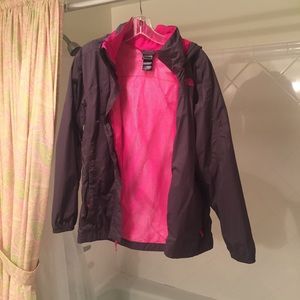 Girls XL grey north face rain jacket