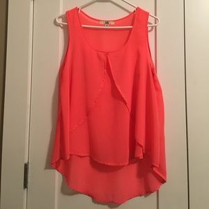 Sheer Coral sleeveless blouse