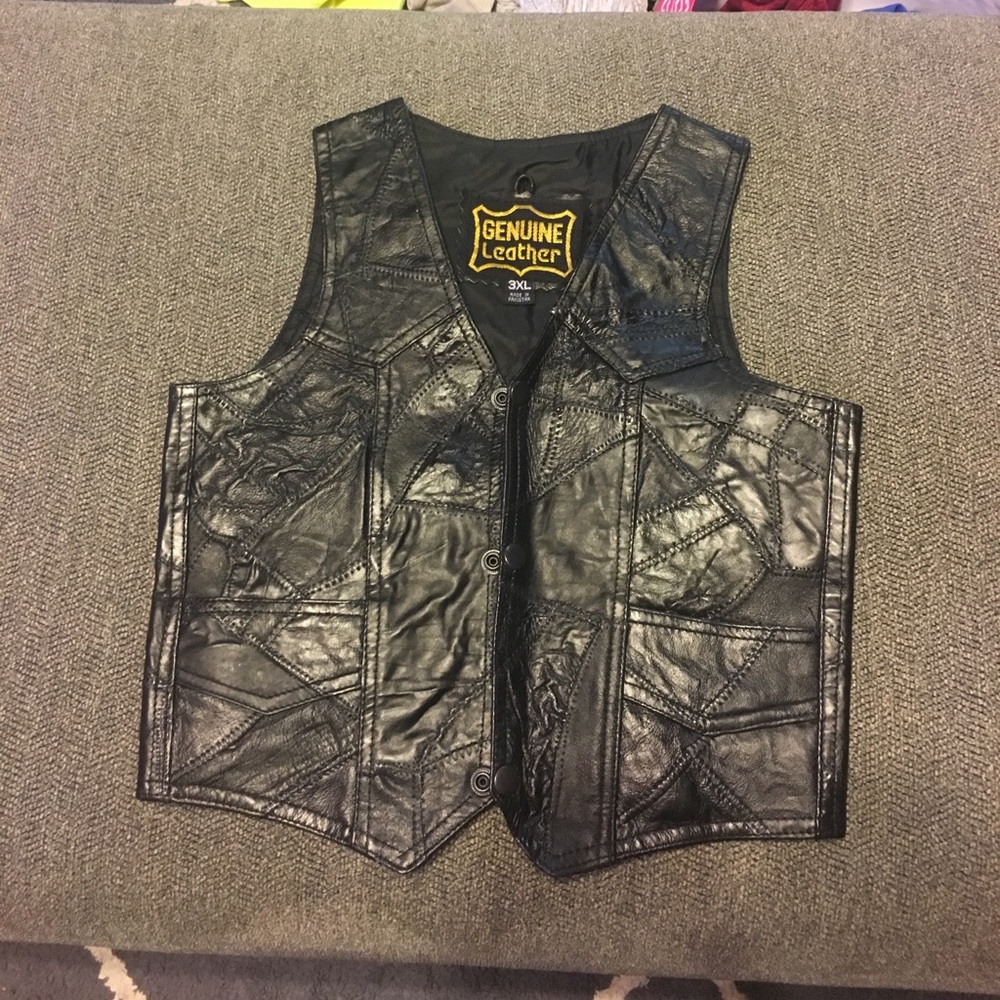 Leather biker vest