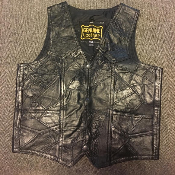 Leather biker vest - Picture 3 of 4