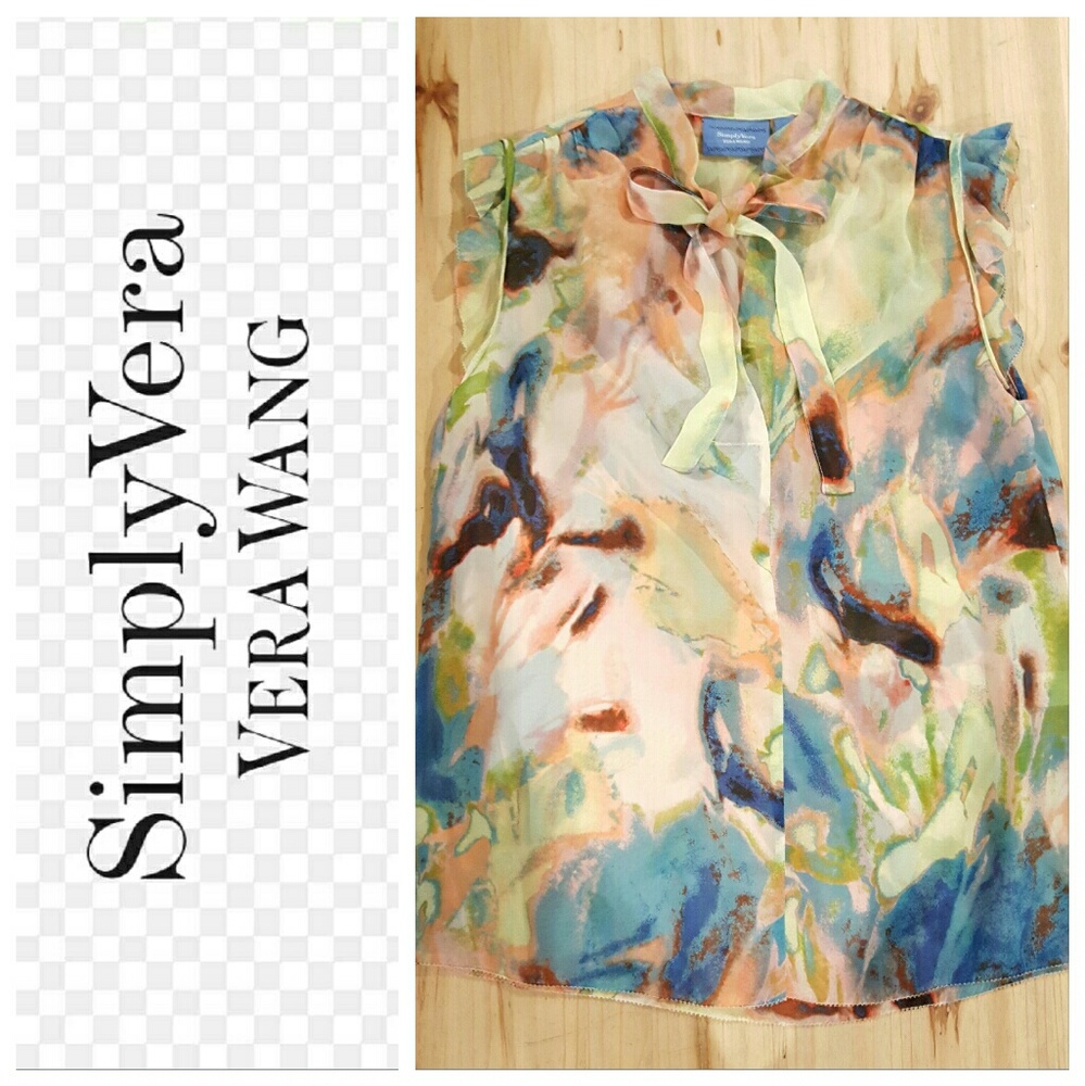 Vera Wang Watercolor Ruffle Blouse