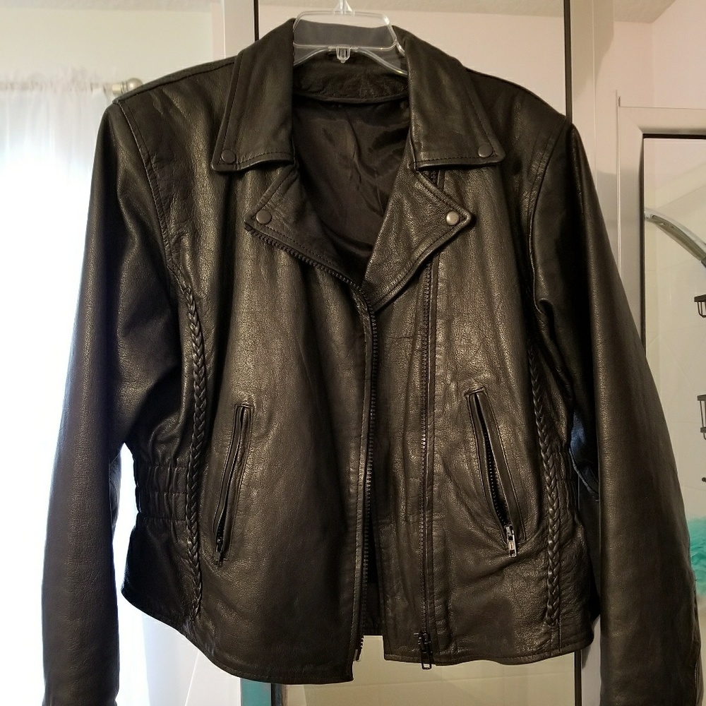 Silver Bike Black Leather Motorcycle Jacket