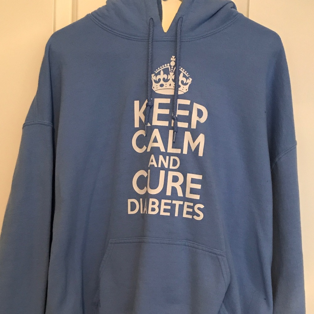 Light Blue XL "Cure Diabetes" Hooded Sweatshirt.