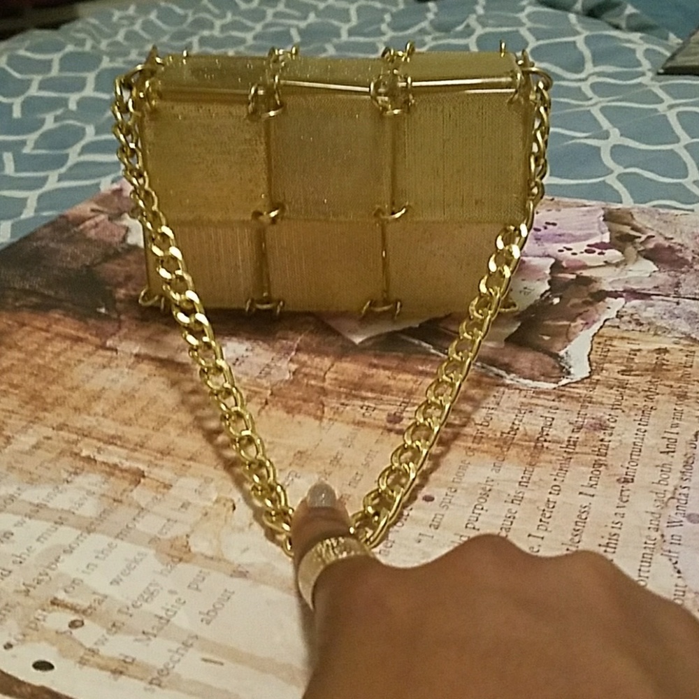 Gold chain link mini purse