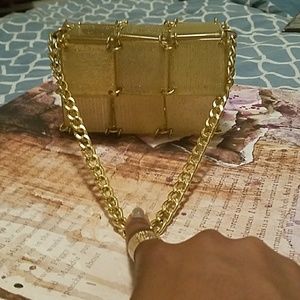 Gold chain link mini purse