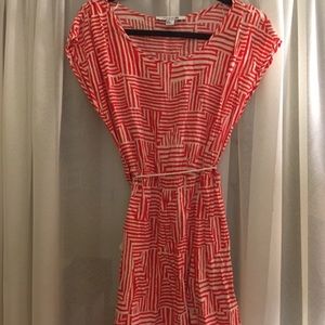 Orange and White Patterned Tunic Dress