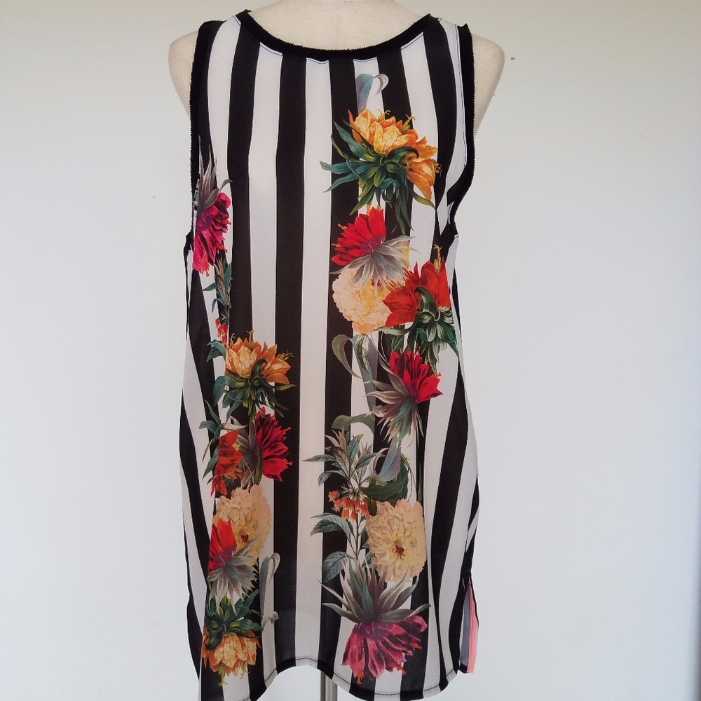 Floral & Stripe Printed Short Dress