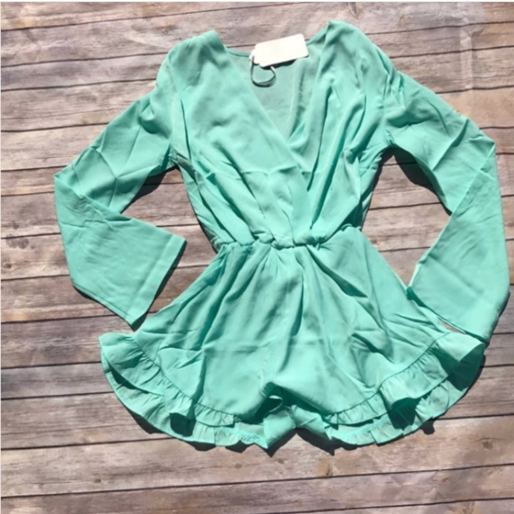 Mint Ruffle Romper