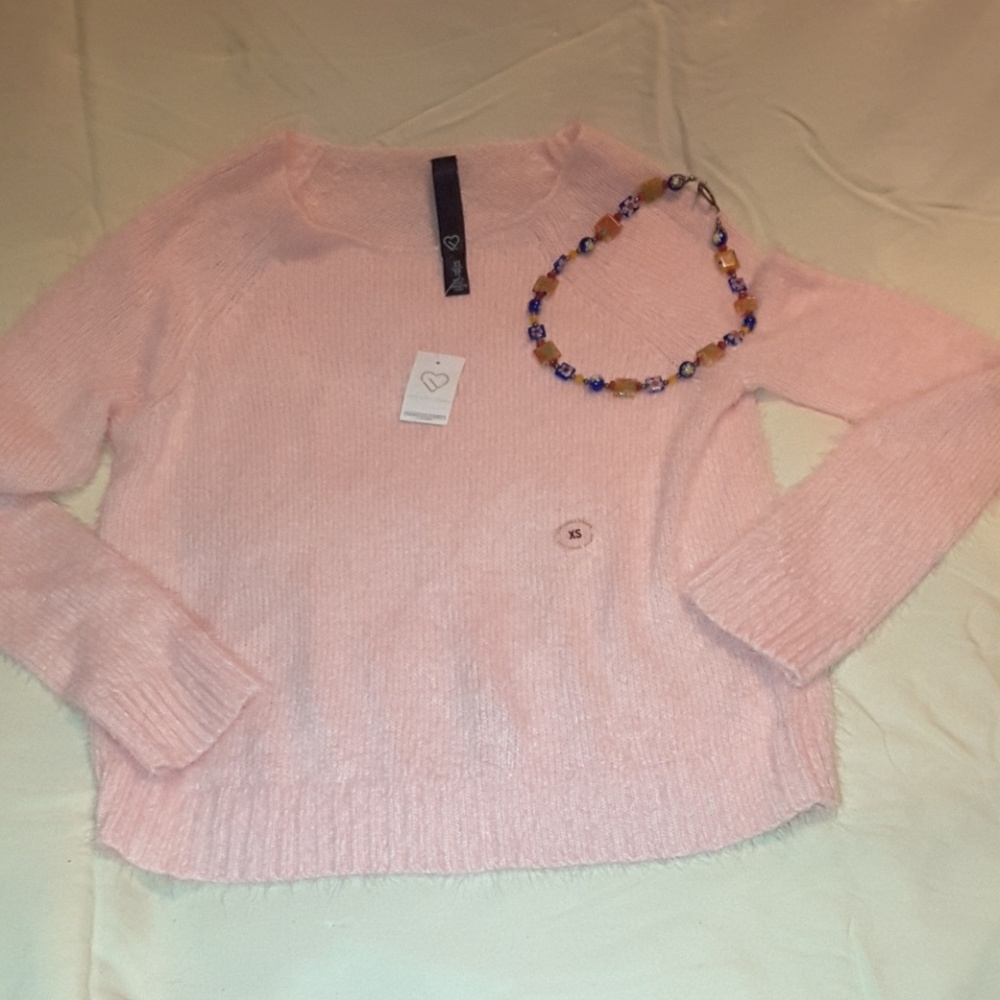 Live,Love, Dream sweater. Size XS light pink blush