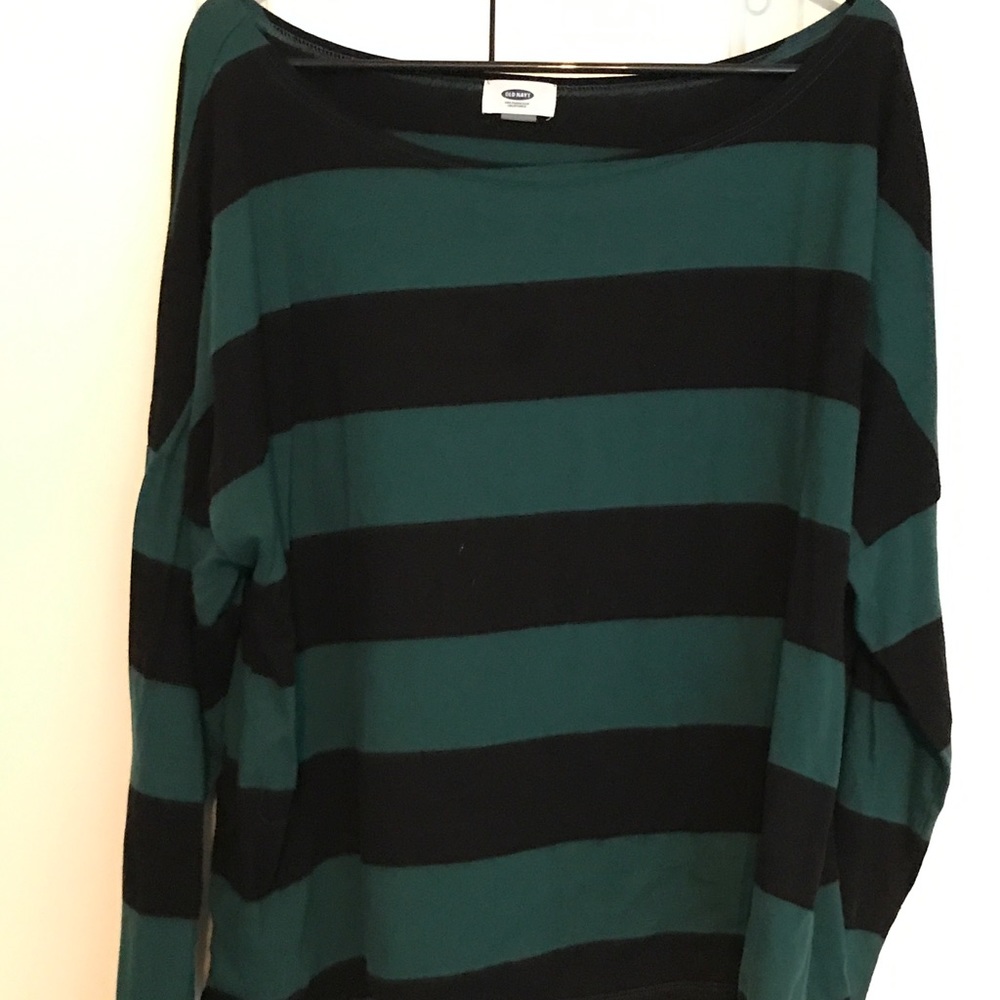 Women's Long Sleeve Green & Black Striped Shirt