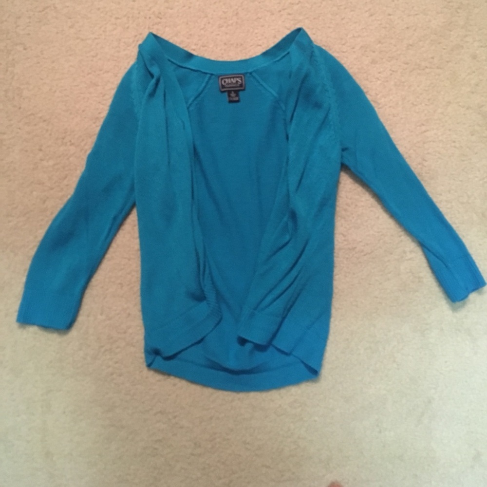 Chaps Light Blue Knit Sweater Jacket