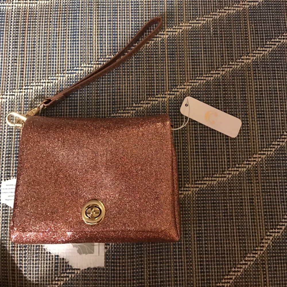 Rose gold sparkle crossbody/wristlet