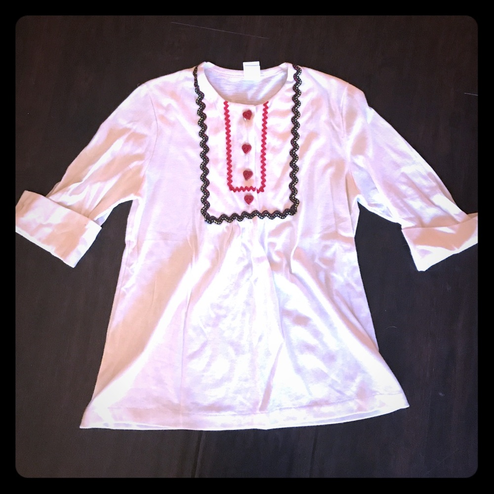 Vintage 70s heart ric rac peasant tshirt blouse