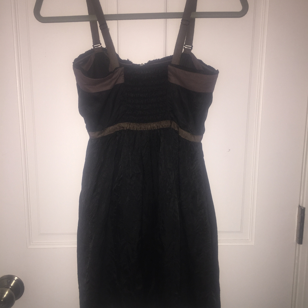 Free People Black/Brown Acetate Krinkle Dress 2 - Picture 5 of 7