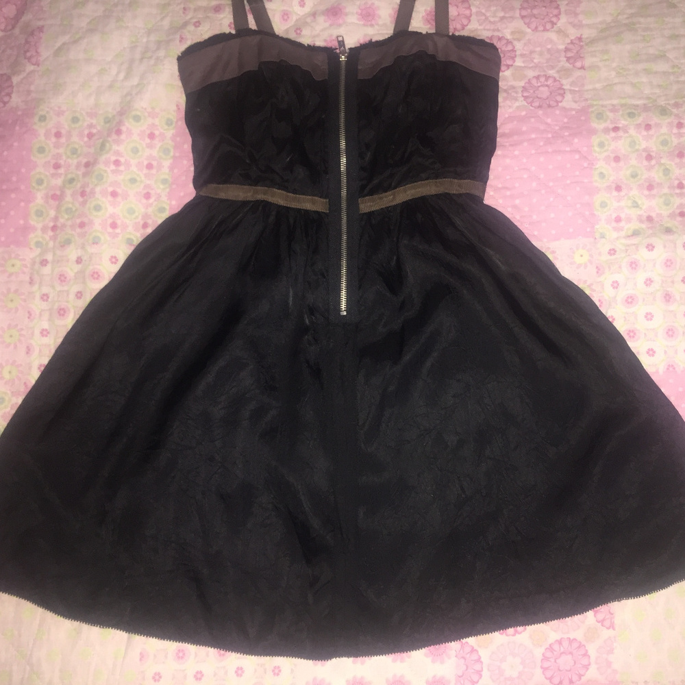 Free People Black/Brown Acetate Krinkle Dress 2 - Picture 6 of 7