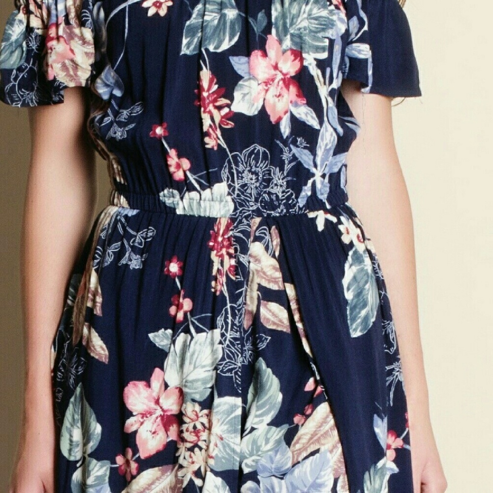 Floral Print Off Shoulder Maxi Romper - Picture 3 of 3