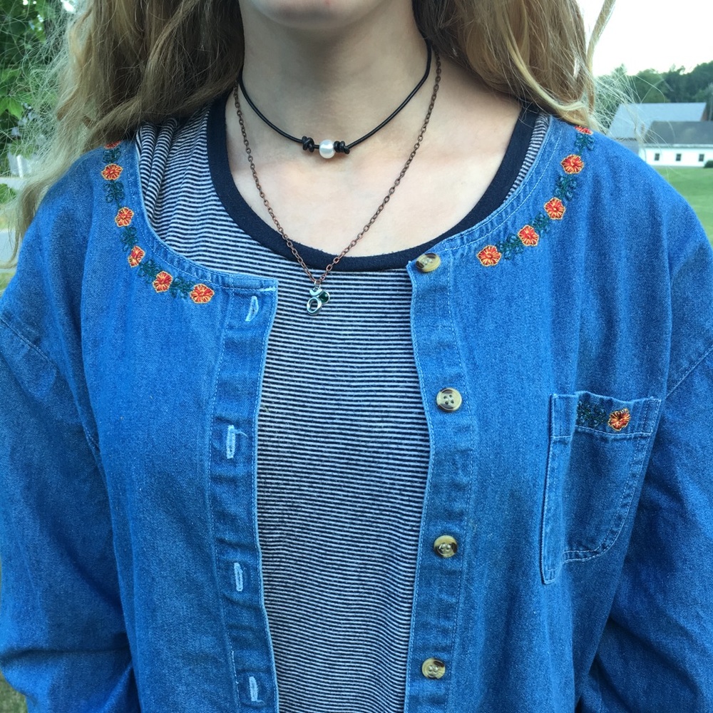 vintage floral denim button down