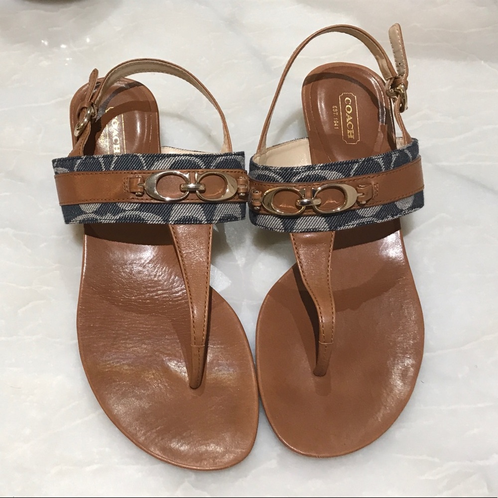 🌞Authentic NWOT Denim Coach Despina Wedge Sandals