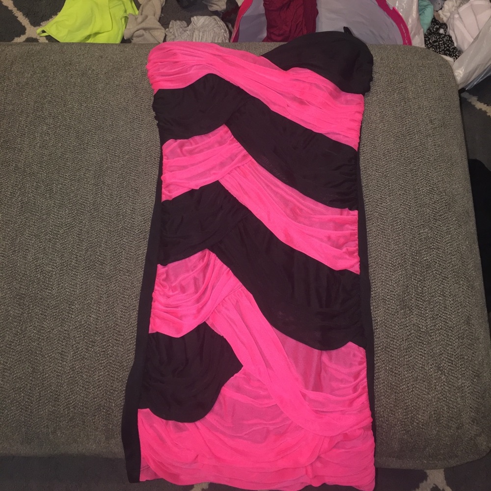 Pink and black bodycon dress