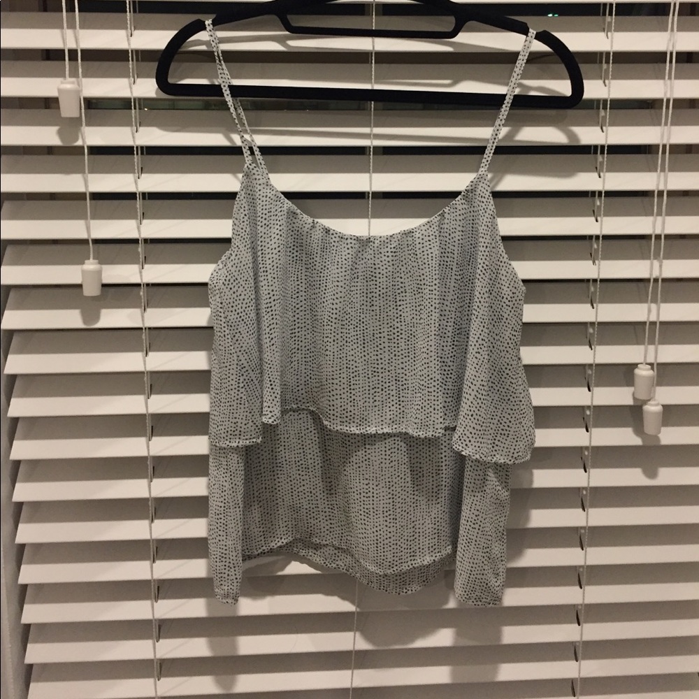 Chiffon blue polka dot tank top