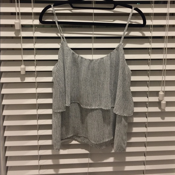 Chiffon blue polka dot tank top - Picture 1 of 2