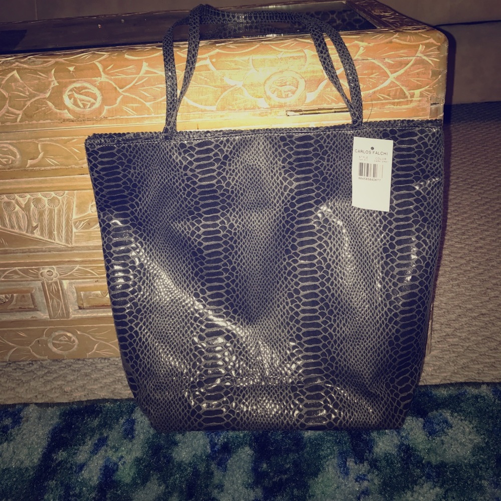 Carlos Falchi dark grey tote