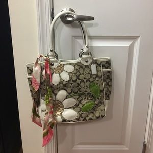 Floral Edition Coach Bag with Accent Scarf