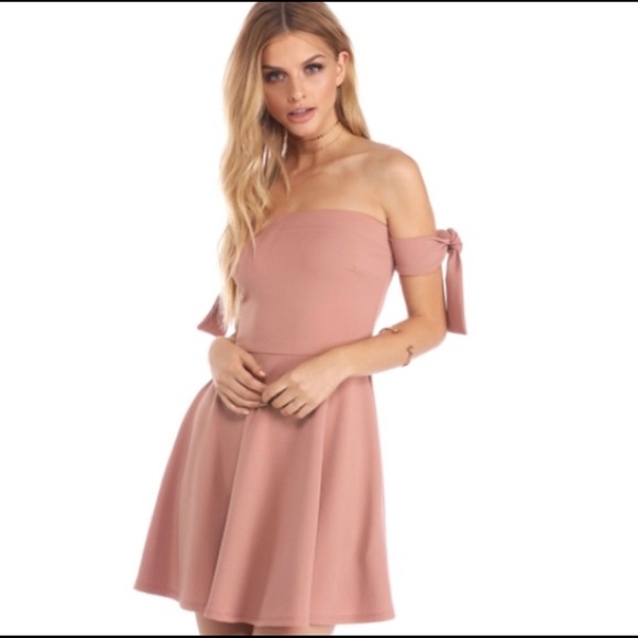 NWT DUSTY ROSE/MAUVE OFF THE SHOULDER DRESS - Picture 4 of 4
