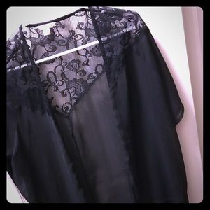 Black sheer and lace kimono