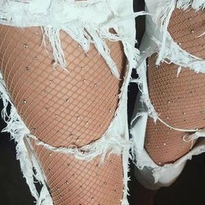 Embellished - crystal nude fishnet tights OSA