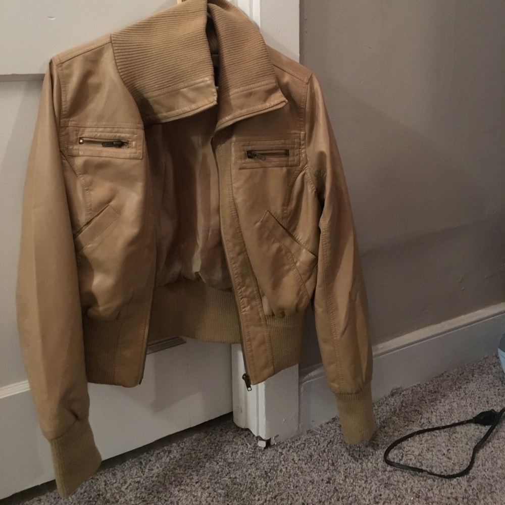Cream/ beige leather jacket