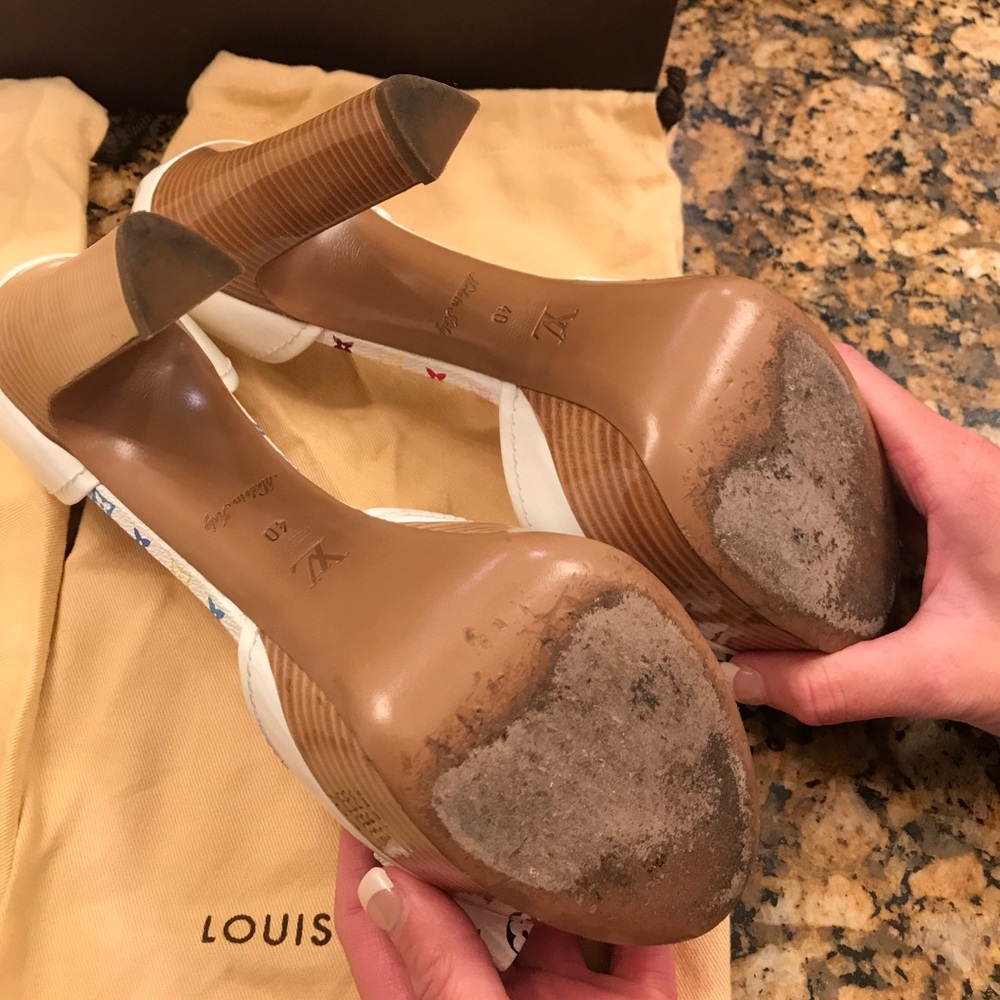 100% Auth Louis Vuitton Multi Colored Heels sz 40 - Picture 5 of 8
