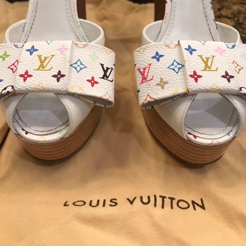 100% Auth Louis Vuitton Multi Colored Heels sz 40 - Picture 8 of 8