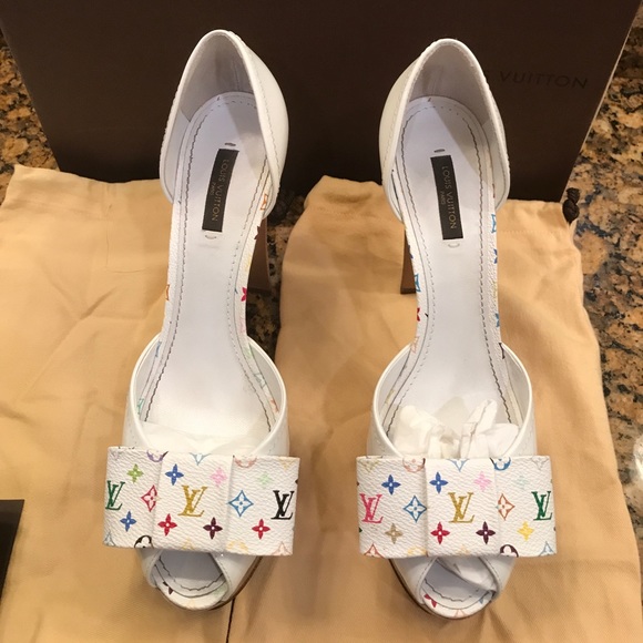 100% Auth Louis Vuitton Multi Colored Heels sz 40 - Picture 3 of 8