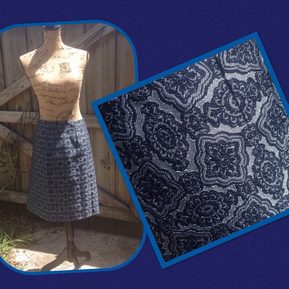 Brooks Brothers Blue Medallion Print Skirt 14