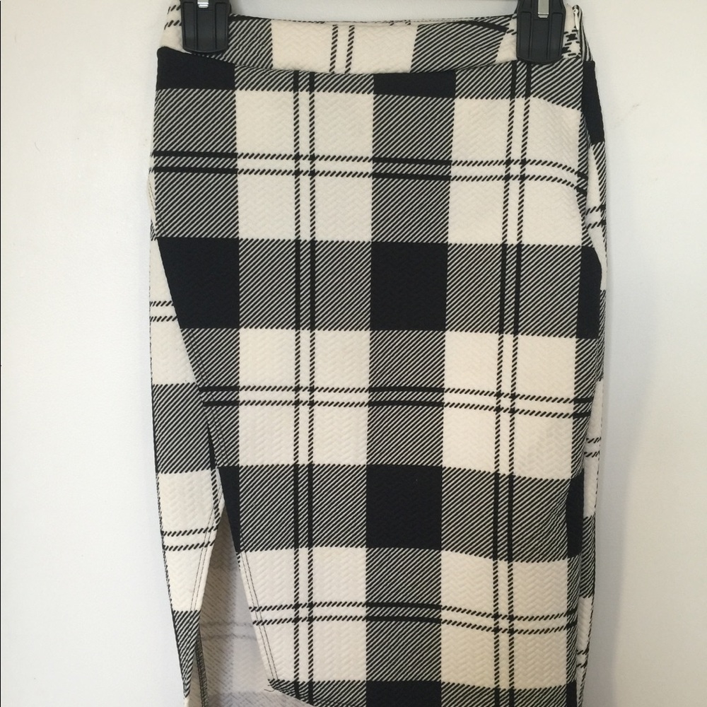 Plaid slit pencil skirt by honey punch