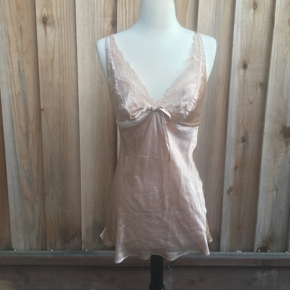 Vintage Champagne Satin / Silk Slip