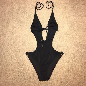 Black and Gold One Piece Swimsuit