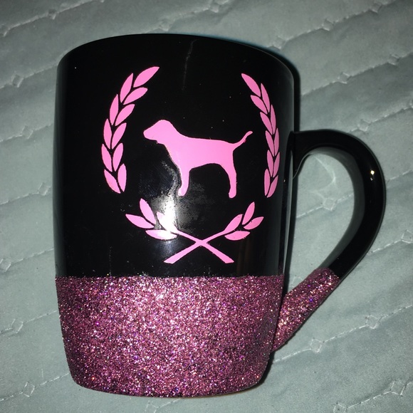 PINK Victoria's Secret Accessories - Victoria's Secret pink hand painted glitter mug
