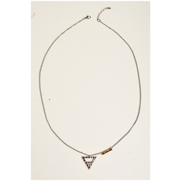 Black and Gold Metal Triangle Necklace - Picture 2 of 3
