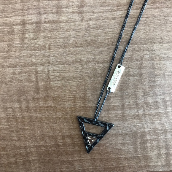 Black and Gold Metal Triangle Necklace - Picture 3 of 3