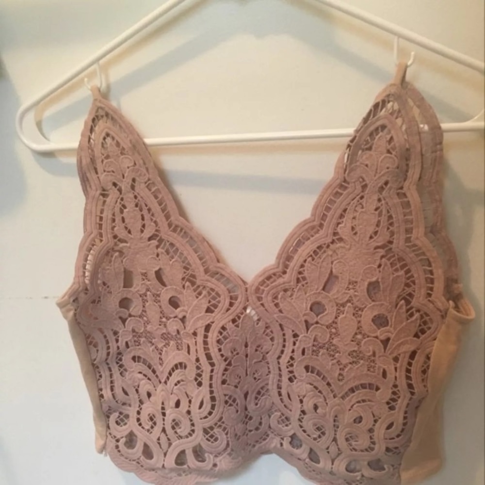 3/$36 Taupe Crochet Crop Top