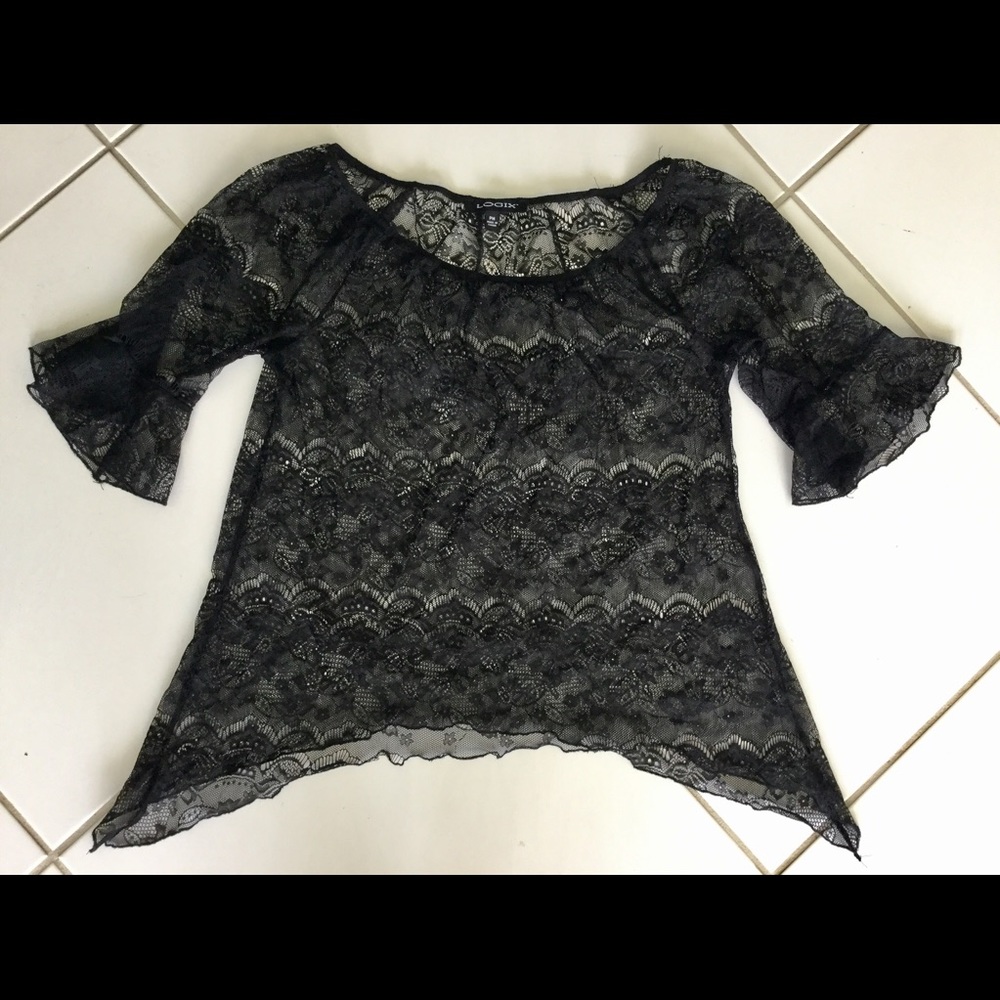Logix black sheer lace