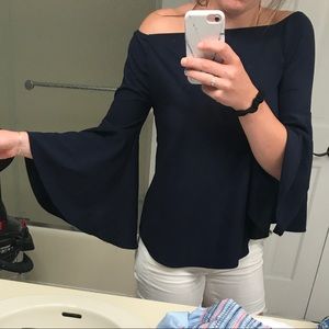 Off the shoulder bell sleeve top
