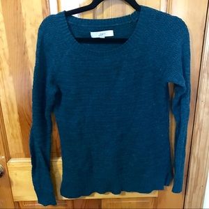 LOFT Blue Textured Crew Neck Sweater
