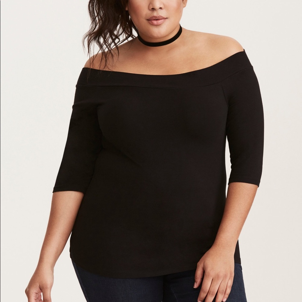 Torrid Foxy Black Off the Shoulder Top, Sz 2